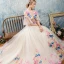 Amazing / Unique Outdoor / Garden Wedding Dresses 2017 White Ball Gown Chapel Train 1/2 Sleeves Scoop Neck Backless Lace Appliques