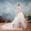 Amazing / Unique Outdoor / Garden Wedding Dresses 2017 White Ball Gown Chapel Train 1/2 Sleeves Scoop Neck Backless Lace Appliques