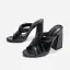 Schlicht Schwarz Freizeit Sandalen Damen Hochhackige 2022 11 cm Thick Heels Peeptoes Sandaletten