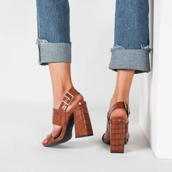 Chic / Beautiful Black Street Wear Womens Sandals 2022 11 cm Thick Heels Open / Peep Toe Sandals High Heels