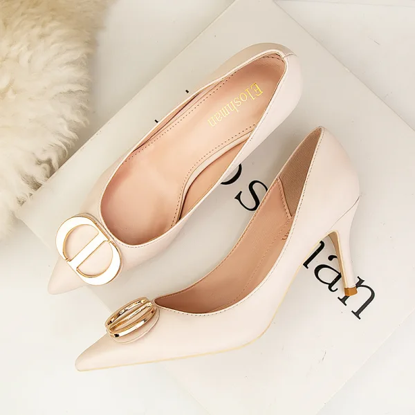 Chic / Beautiful Black Cocktail Party Prom Pumps 2022 7 cm Stiletto Heels Pointed Toe Pumps High Heels