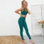 Einfarbig Champagner Nylon Yoga & Sport Set 2021 Fest U-Ausschnitt Ärmellos Figurbetontes Leggings