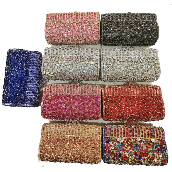 Bling Bling Gold Rhinestone Crystal Evening Party Clutch Bags 2022