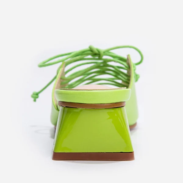 Modest / Simple Lime Green Casual Lace-up Womens Sandals 2022 5 cm Thick Heels Open / Peep Toe Sandals High Heels