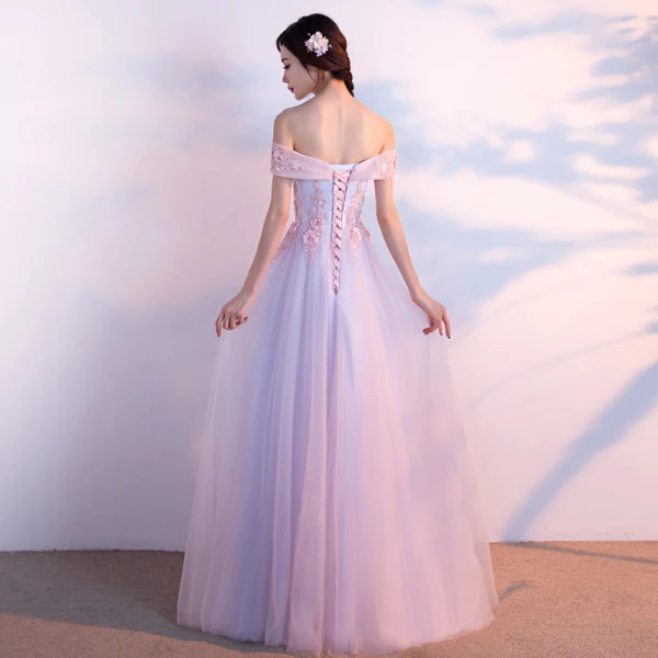 Chic / Belle Robe De Bal 2017 Rougissant Rose Princesse Longue De l'épaule Manches Courtes Dos Nu Paillettes Perle Perlage En Dentelle Appliques Robe De Ceremonie