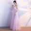 Chic / Belle Robe De Bal 2017 Rougissant Rose Princesse Longue De l'épaule Manches Courtes Dos Nu Paillettes Perle Perlage En Dentelle Appliques Robe De Ceremonie