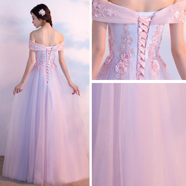 Chic / Belle Robe De Bal 2017 Rougissant Rose Princesse Longue De l'épaule Manches Courtes Dos Nu Paillettes Perle Perlage En Dentelle Appliques Robe De Ceremonie