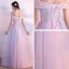 Chic / Belle Robe De Bal 2017 Rougissant Rose Princesse Longue De l'épaule Manches Courtes Dos Nu Paillettes Perle Perlage En Dentelle Appliques Robe De Ceremonie
