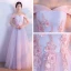 Chic / Belle Robe De Bal 2017 Rougissant Rose Princesse Longue De l'épaule Manches Courtes Dos Nu Paillettes Perle Perlage En Dentelle Appliques Robe De Ceremonie