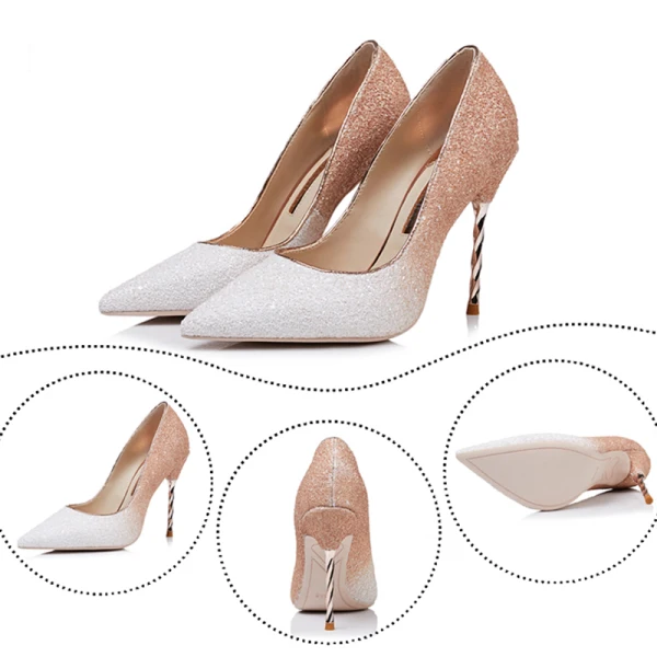 Sparkly Champagne Pumps 2018 Paljett Polyester 10 cm Stiletthæler Spisse Pumps