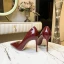 Fashion Burgundy Office OL Pumps 2020 Patent Leather 10 cm Stiletto Heels Pointed Toe Pumps
