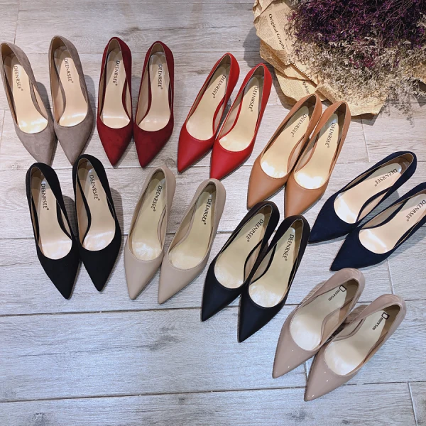 Eenvoudige Mooie / Prachtige Nude Kantoor OL Pumps 2020 Leer 10 cm Naaldhakken / Stiletto Spitse Neus Pumps