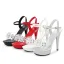 Sexy Noire Club de carnaval Faux Diamant Sandales Femme 2020 Bride Cheville 15 cm Talons Aiguilles Peep Toes / Bout Ouvert Sandales
