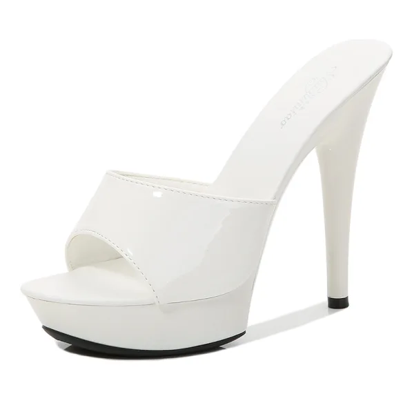 Schlicht Gelb Strassenmode Sandalen Damen 2020 13 cm Stilettos Peeptoes Sandaletten