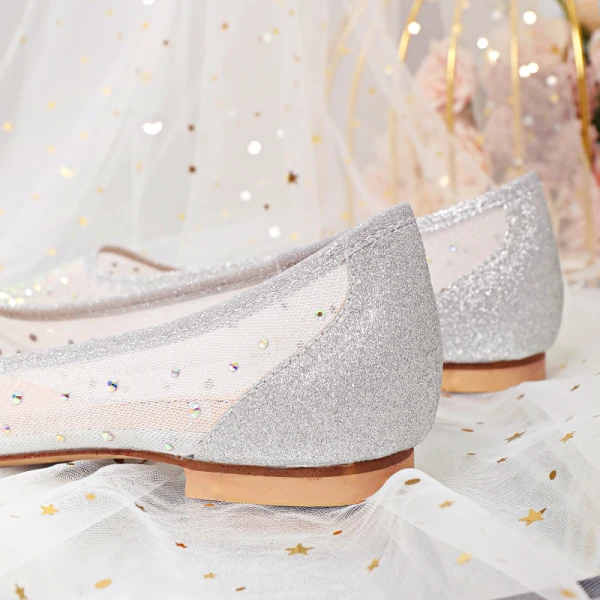 Glittrande Silver Brudskor 2020 Rhinestone Paljetter 9 cm Stilettklackar Spetsiga Bröllop Pumps