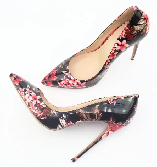 Fine Multi-Farger Ball Pumps 2020 Patent Lær 12 cm Stiletthæler Spisse Pumps