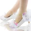 Chic / Beautiful White Wedding Shoes 2018 Leather Butterfly Flower Rhinestone 14 cm Stiletto Heels Pointed Toe Wedding Pumps