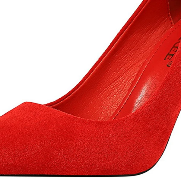 Enkla Gul Casual Mocka Pumps 2021 9 cm Stilettklackar Högklackade Spetsiga Pumps