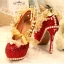 Sparkly Fashion Red Pearl Rhinestone Wedding Shoes 2021 Leather 14 cm Stiletto Heels Pointed Toe Wedding Pumps High Heels