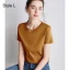 Simple OL Désinvolte Lavande Ordinaire T-Shirts 2021 Encolure Dégagée Coton Manches Courtes Hauts pour Femmes T-shirt