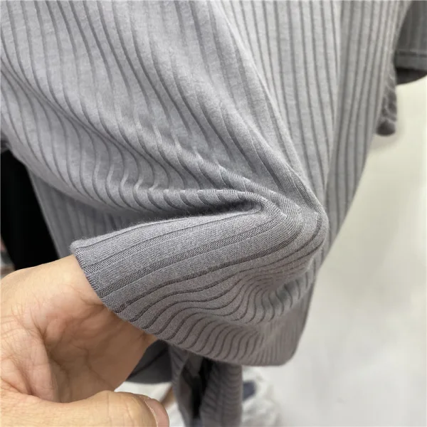 Summer Casual Grey Stripe Loose T-Shirts 2021 Scoop Neck Short Sleeve Women's Tops T-shirt