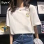 Désinvolte Vêtement de rue Blanche Dessin animé Impression Ample T-Shirts 2021 Coton Encolure Dégagée Manches Courtes Hauts pour Femmes T-shirt