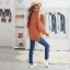 Comfortable Fall Winter Orange Casual Knitting Sweaters 2021 Cotton Loose High Neck Long Sleeve Women Tops
