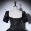 Elegant Black Prom Dresses 2022 Ball Gown Square Neckline Puffy Short Sleeve Star Sequins Backless Floor-Length / Long Formal Dresses