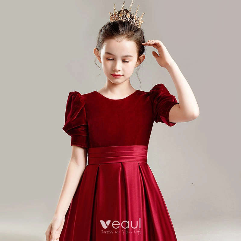 Toddler Girl Hollow out Short-sleeve Orange Suede Dress