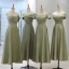 Modest / Simple Sage Green Bridesmaid Dresses 2021 A-Line / Princess Off-The-Shoulder Short Sleeve Floor-Length / Long Bridesmaid Wedding Party Dresses