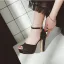 Sexy Silber Abend Pailletten Sandalen Damen 2021 Knöchelriemen 12 cm Thick Heels Peeptoes Sandaletten Hochhackige