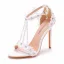 Charmant Blanche En Dentelle Fleur Chaussure De Mariée 2021 Faux Diamant Perle T-Strap 11 cm Talons Aiguilles Peep Toes / Bout Ouvert Mariage Talons Hauts