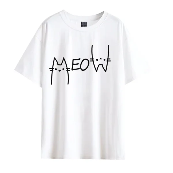 Lovely Summer White Loose Street Wear Cotton T-Shirts 2021 Scoop Neck Short Sleeve Women's Tops T-shirt