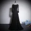Vintage / Retro Black Rhinestone Prom Dresses 2023 A-Line / Princess Scoop Neck Long Sleeve Floor-Length / Long Prom Formal Dresses