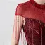 Classy Burgundy Evening Dresses  2019 Trumpet / Mermaid Scoop Neck Beading Tassel Sequins Short Sleeve Floor-Length / Long Formal Dresses