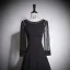 Vintage / Retro Black Rhinestone Prom Dresses 2023 A-Line / Princess Scoop Neck Long Sleeve Floor-Length / Long Prom Formal Dresses