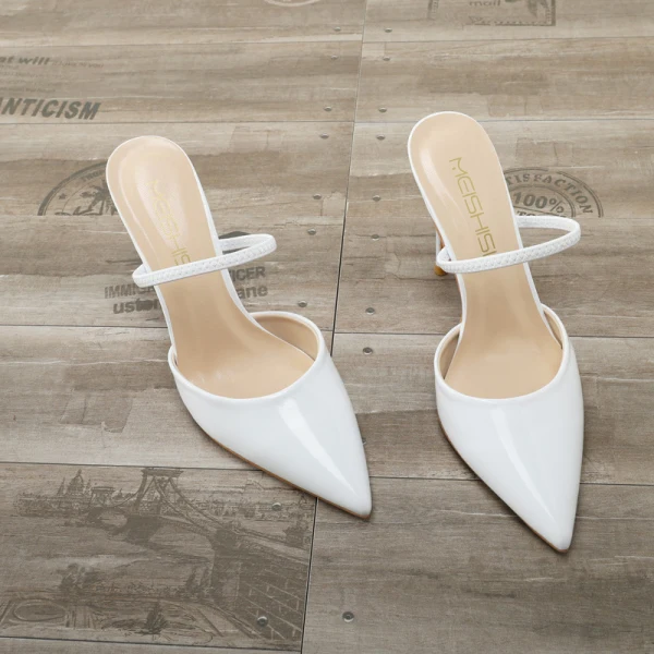 Modest / Simple Black Casual Womens Sandals 2020 Patent Leather 10 cm Stiletto Heels Pointed Toe Sandals