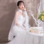 Élégant Ivoire Transparentes Robe De Soirée Avec Châle 2018 Trompette / Sirène Col Haut Sans Manches Appliques En Dentelle Chapel Train Robe De Ceremonie