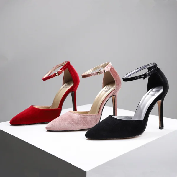 Chic / Beautiful Blushing Pink Dancing Suede Womens Shoes 2020 Ankle Strap 10 cm Stiletto Heels Pointed Toe Heels