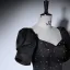 Elegant Black Prom Dresses 2022 Ball Gown Square Neckline Puffy Short Sleeve Star Sequins Backless Floor-Length / Long Formal Dresses