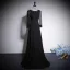 Vintage / Retro Black Rhinestone Prom Dresses 2023 A-Line / Princess Scoop Neck Long Sleeve Floor-Length / Long Prom Formal Dresses