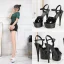 Sexy Schwarz Karneval Club Sandalen Damen 2020 Knöchelriemen 15 cm Stilettos Peeptoes Sandaletten