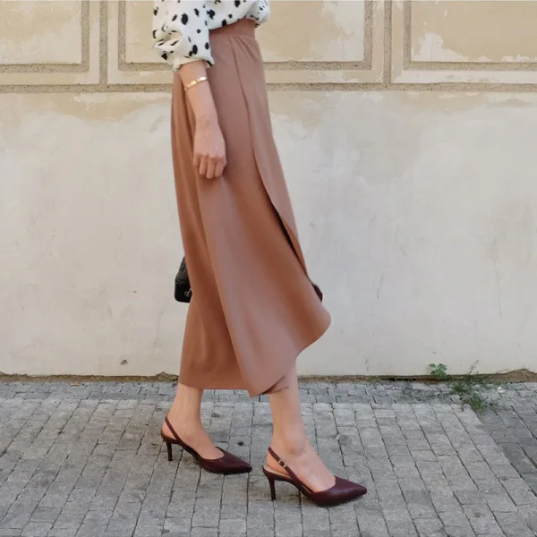 Simple Bureau OL Noire Slingbacks Sandales Femme 2020 10 cm Talons Aiguilles À Bout Pointu Sandales