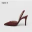 Schlicht Beige Büro OL Slingpumps Sandalen Damen 2020 Wildleder 8 cm Stilettos Spitzschuh Sandaletten