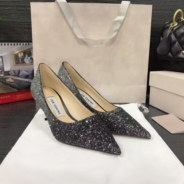 Scintillantes Océan Bleu Soirée Paillettes Escarpins 2021 Cuir 8 cm Talons Aiguilles À Bout Pointu Escarpins Talons Hauts