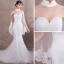 Élégant Ivoire Transparentes Robe De Soirée Avec Châle 2018 Trompette / Sirène Col Haut Sans Manches Appliques En Dentelle Chapel Train Robe De Ceremonie