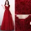 Snygga / Fina Burgundy Aftonklänningar 2017 Prinsessa V-Hals Spets Beading Appliqués Halterneck Afton Formella Klänningar