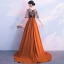 Klassieke Elegante Oranje Avondjurken 2017 A lijn U-hals Ruglooze Kralen Chiffon Avond Gelegenheid Jurken