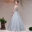 Sparkly Grey Evening Dresses  2017 Lace Backless Glitter Sequins Strappy A-Line / Princess Formal Dresses