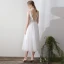 Modern / Fashion White Tea-length Wedding 2018 A-Line / Princess V-Neck Lace-up Tulle Appliques Backless Wedding Dresses